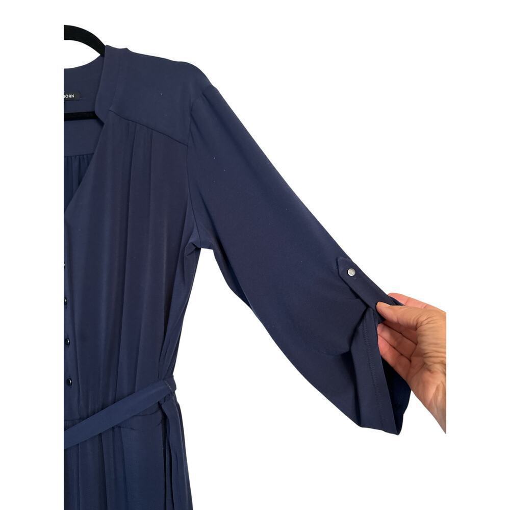 41 Hawthorn Women Elastic Waist Belted Button Front Wide Leg Jumpsuit SZ XL Navy - Picture 6 of 11